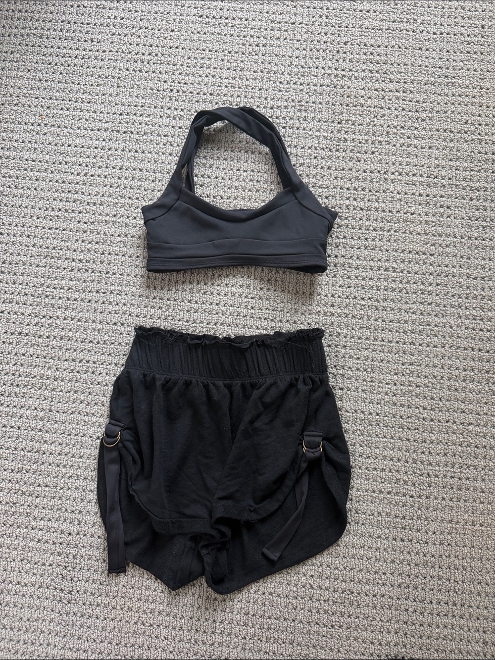 Tiger Friday Black Active Sports Bra and Shorts Set